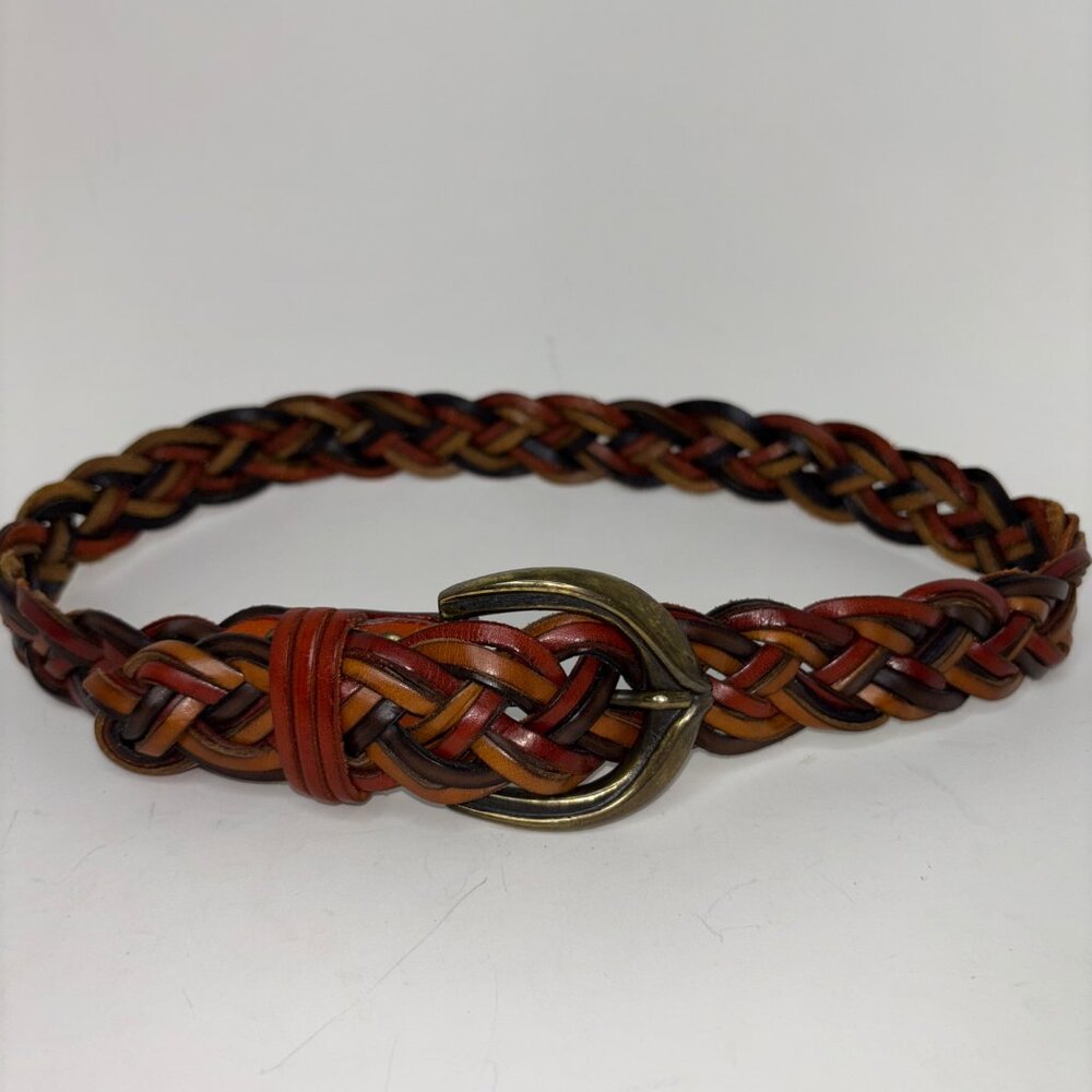 Vintage Braided Multicolor Women's Leather Belt Size S Made in Italy Hippie Boho - Picture 10 of 12